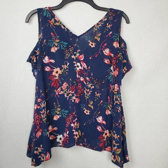 A.n.a XS Navy floral Blouse - Picture 5 of 6